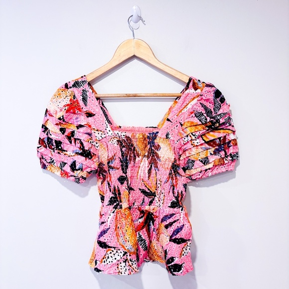 FARM RIO Azalea pink floral print top - Picture 2 of 6